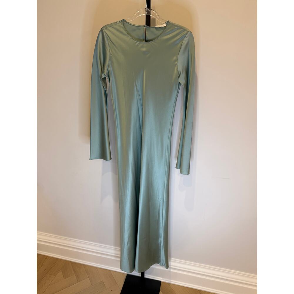 Sablyn Long-Sleeve Silk Midi Dress - Womens Small - sage mint green